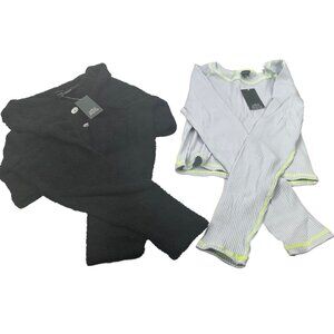 2 Piece Wild Fable Women's XXL Black Crop Sweater And Light Blue Ribbed T-Shirt